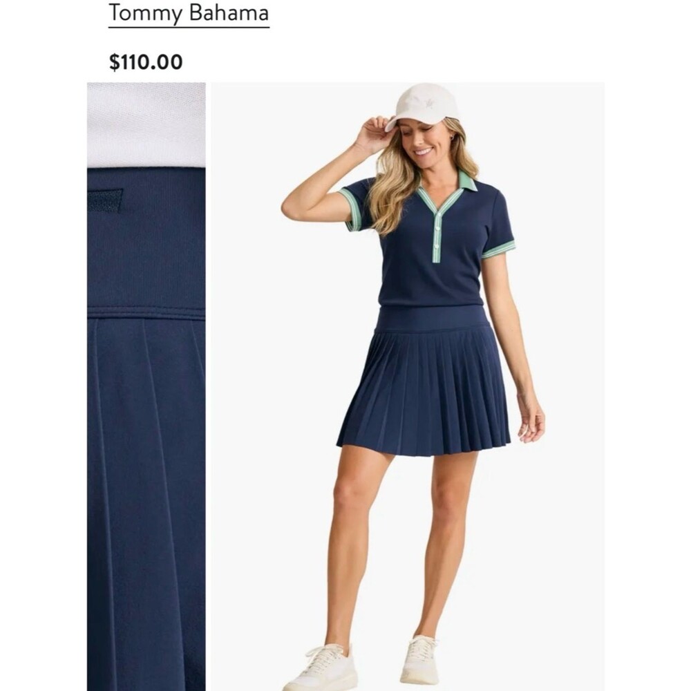 Tommy Bahama Alicia Pleated Skort Navy Blue Tennis Pickleball Medium